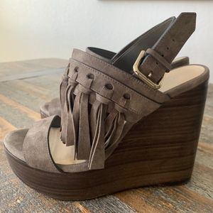 Jimmy Choo Nya Suede Fringe Wedge - Sz 37 / US 7